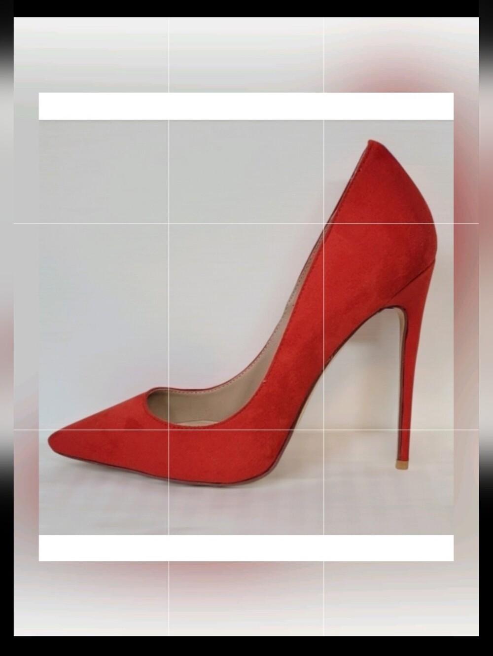 FSJ Red Vegan Suede Shoes Pointy Toe Stiletto Heel Pumps